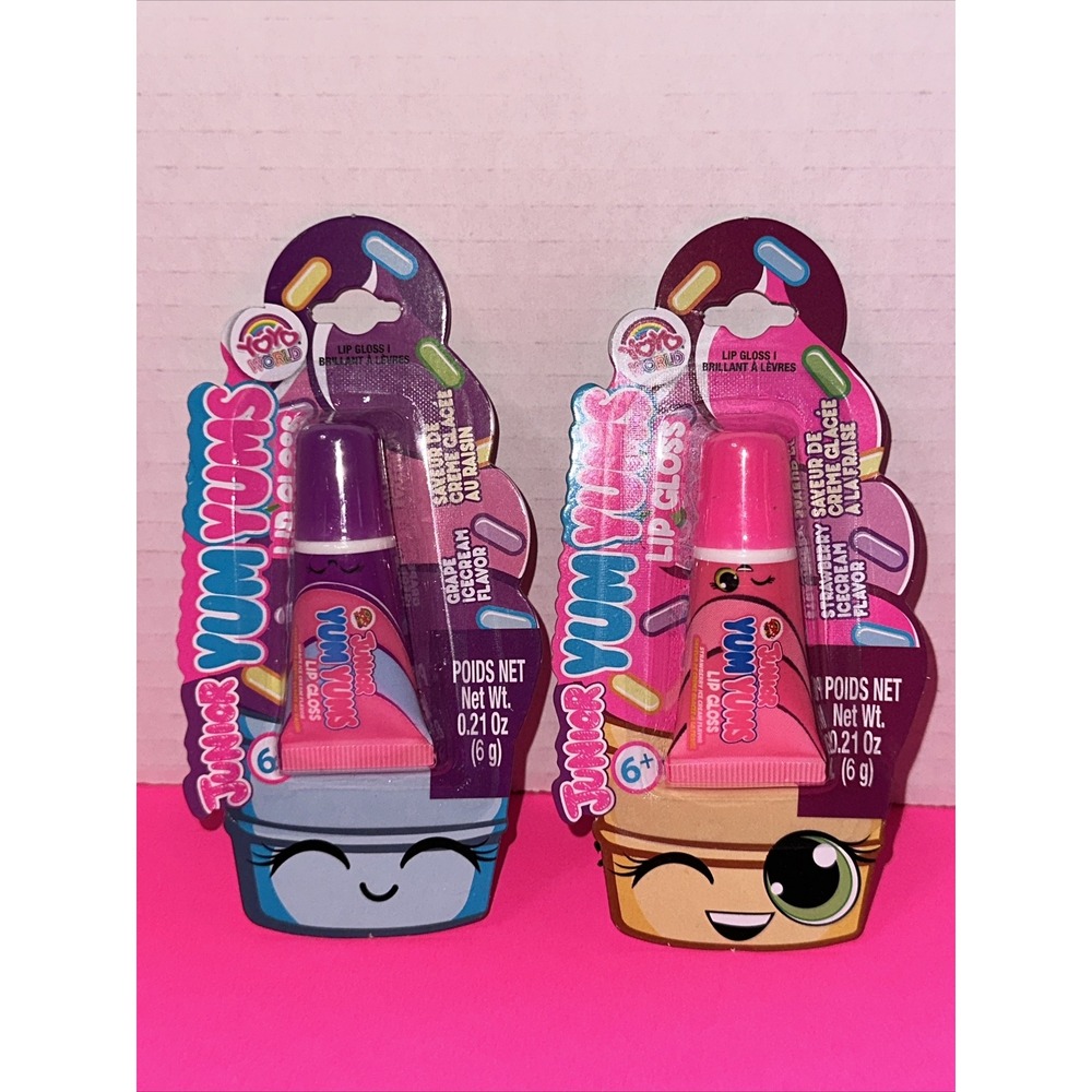 Junior Yum Yums Lip Gloss Set Yoyo World Grape Strawberry Ice Cream 2 Pack NEW